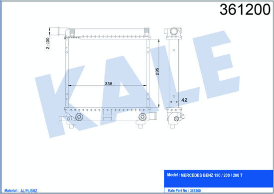 Su Radyatörü Mercedes Benz 190-200-200t Al-Pl-Brz 295x338x40 resmi