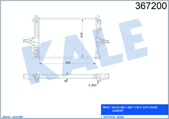 Su Radyatörü Volvo S60 01 10 S80 98-06 V70 00 07 Xc70 00 07 resmi