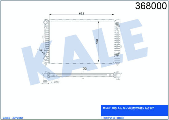 Su Radyatörü A4-A6-Superb-Passat 1.6-1.8-1.9tdı 95-00 632x398x32 Al-Pl-Brz resmi