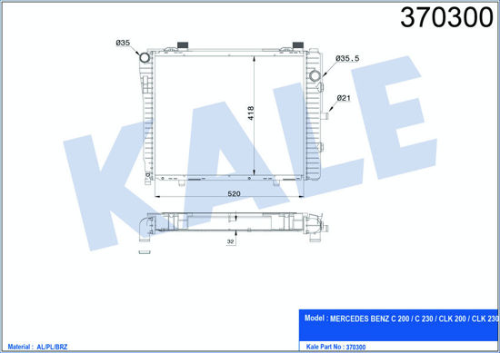 Su Radyatörü Mercedes Benz C200-C230-Clk200-Clk230 Al-Pl-Brz 520-420-32 resmi