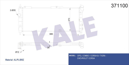 Su Radyatörü Combo-Corsa-Corsa B-Tıgra Al/Pl/Brz 680x273x26 resmi