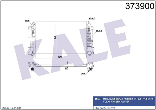 Su Radyatörü Sprınter 06 Crafter 06 2.5tdı Ac Klimasız Mek Al/Pl/Brz 680x412x32 resmi