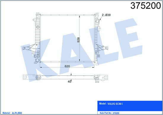 Su Radyatörü Volvo Xc90 I Al-Pl-Brz 620x528x42 resmi