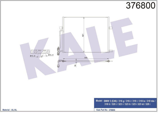 Klima Radyatörü Kondenser Bmw E46 316i-318i-318is-318tds-318ti-320i-323i-323ti-3 resmi