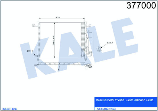 Klima Radyatörü Kondenser Chevrolet Aveo-Kalos 1.4i 16v 02 Al/Al 560x457.5x18 resmi