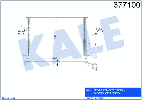 Klima Radyatörü Kondenser Chevrolet/Daewoo Lacettı-Nubıra Al/Al 622x407x16 resmi