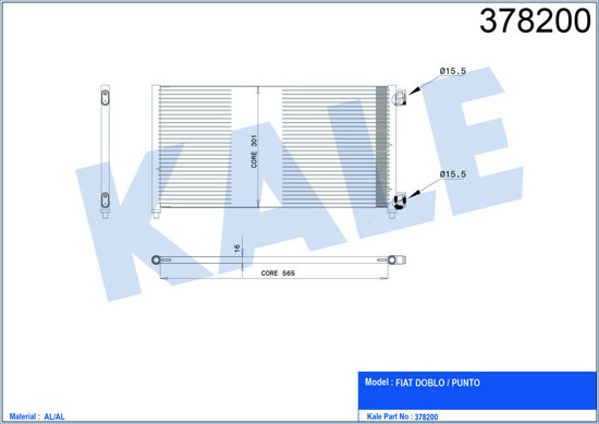 Klima Radyatörü Kondenser Doblo-Punto Al/Al 605x305x16 resmi