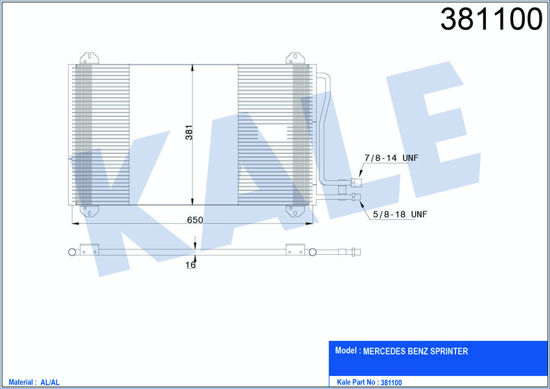 Klima Radyatörü Kondenser Sprınter Al/Al 665x371x16 resmi