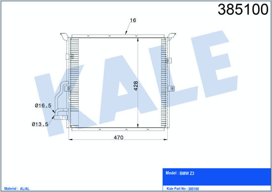 Klima Radyatörü Kondenser Bmw Z3 Al-Al 470x428x16 resmi