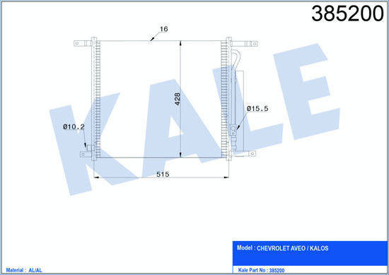 Klima Radyatörü Kondenser Chevrolet Aveo Al/Al 515x428x16 resmi