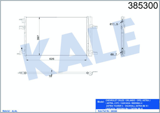 Klima Radyatörü Kondenser Astra J 1.7-2.0cdtı 10 A17dtr Al/Al 643x398x16 resmi