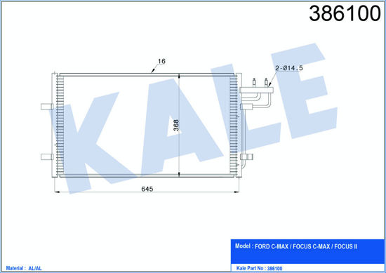 Klima Radyatörü Kondenser Focus-Cmax 1.6tdcı 03-10 Al-Al 645x368x16 resmi