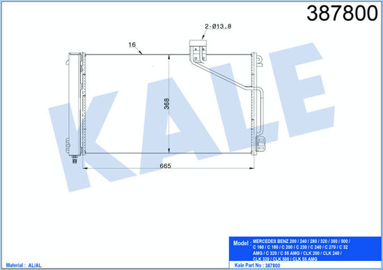 Klima Radyatörü Kondenser Mercedes Benz 200-240-C160-C180-C200-C230-C240-C270-C3 resmi