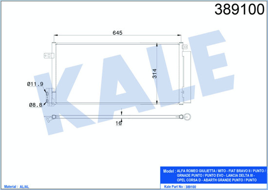 Klima Radyatörü Kondenser Grande Punto-Bravo Iı-Corsa D-Linea 1.3mtj-1.7cdtı Al/ resmi