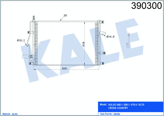 Klima Radyatörü Kondenser Volvo S60 I-S80 I-V70 Iı-Xc70 Cross Country Al-Al Tüpl resmi