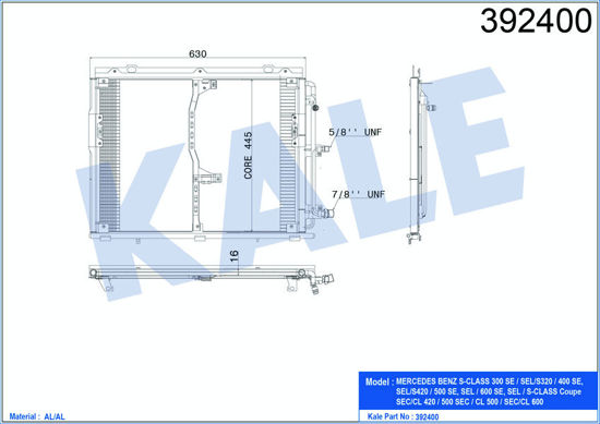 Klima Radyatörü Kondenser Mercedes Benz W140-C140 Al-Al 630x455x16 resmi