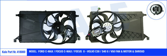 Fan Motoru Davlumbazlı Ford Cmax-Focus-Focus 3-Volvo C30-S40 Iı-V50 250w-390mm resmi