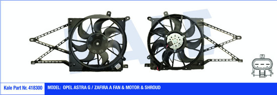 Fan Motoru Davlumbazlı Opel Astra G-Zafıra A 250w-380mm resmi