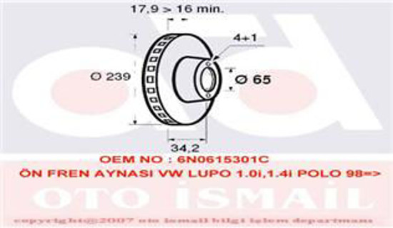 Ön Fren Aynası Polo 95-01 Lupo 98-05 Arosa 1.0ie.3ie-1.4ie-1.6ie-1.7sdı-1.9sdı 2 resmi