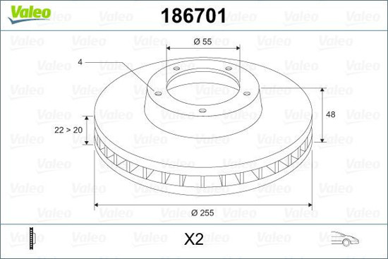 Ön Fren Aynası Corolla 1.4 İe 16v 00-01 1.3 İe 16v 92-97 1.8 İe 16v 92-97 255x22 resmi