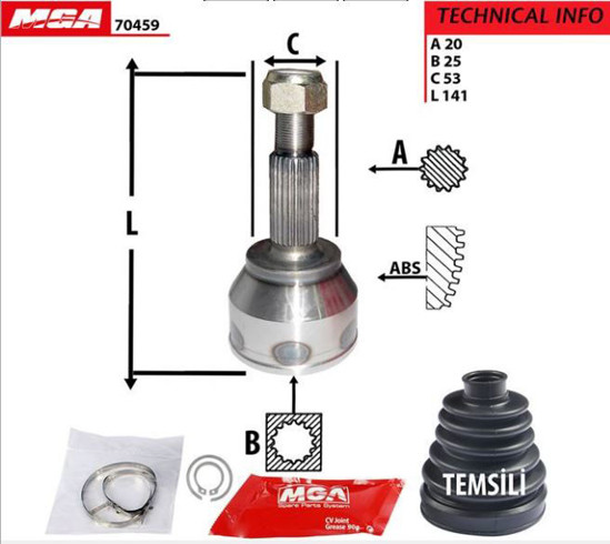 Aks Kafa Dış-(Ford: Fiesta 01>>/V-Fusıon 01>> "1.4tdcı"/Mazda-2 03>07 "1.4cd" ) resmi