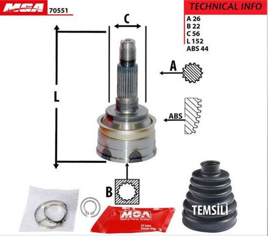 Aks Kafa Dış-(Mazda: 323 90>96 )   (26x22x56) resmi