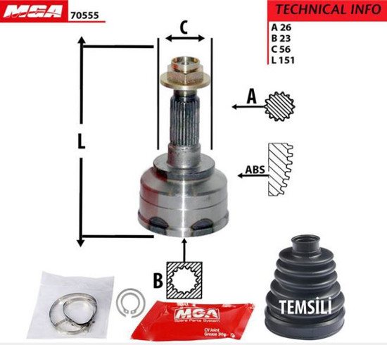 Aks Kafa Dış-(Mazda: 626 88>91 "1.6 F6" ) (26x23x56) resmi