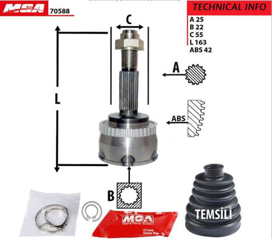 Aks Kafa Dış-(Abslı)-(Nıssağ: Almera 00>06 "1.5 Benzinlı" ) (25x22x55xabs-42*) ( resmi