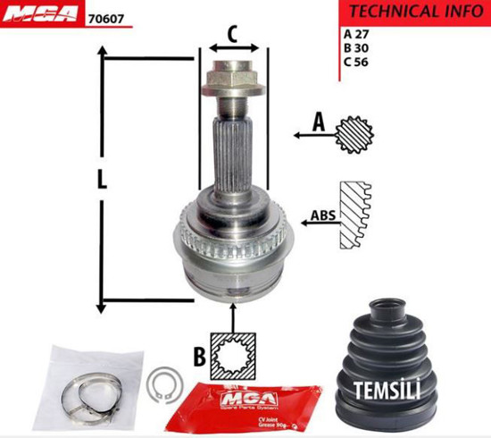 Aks Kafa Dış-(Abslı)-(Subaru: Impreza 01>06/Forester 98>02 "2.0-2.0t" ) resmi