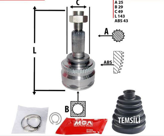 Aks Kafa Dış-(Abslı)-(Suzukı: Swıft 04>11 "1.3-1.3 Ddış-1.5 4wd" ) resmi