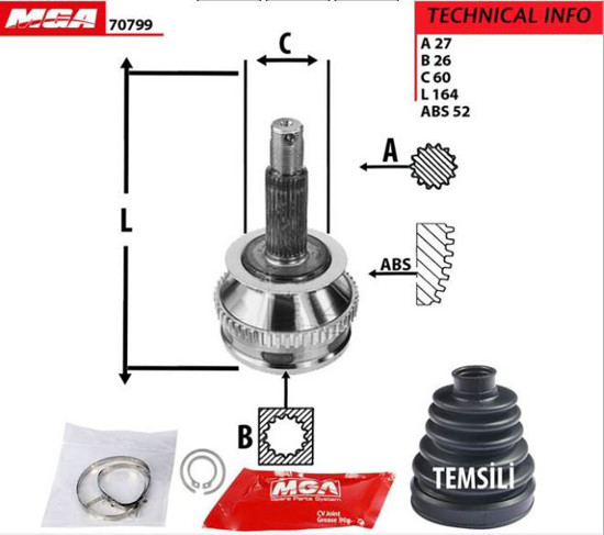 Aks Kafa Dış-(Abslı)-(Hyundaı: Sağtafe 01>06 "2.0 Crdış2.4-2.7 V6"  ) resmi