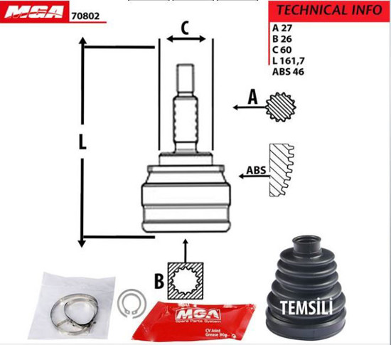 Aks Kafa Dış-(Abslı)-(Hyundaı: I30 08>11 "1.6 Crdış/Kıa: Ceed 06>11 "1.6 Crdış  resmi