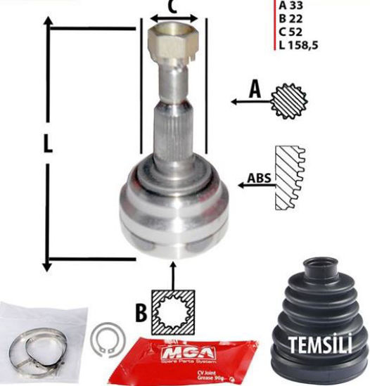 Aks Kafa Dış-(Opel: Astra G 98>04 "1.4-1.6"/Vectra B 98>04 "1.6" )  (33x22x52) resmi