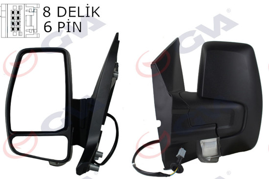 Dış Dikiz Aynası Elektirikli-Isıtmalı Sol Transit Custom V362 12-20 Desenli-Siny resmi