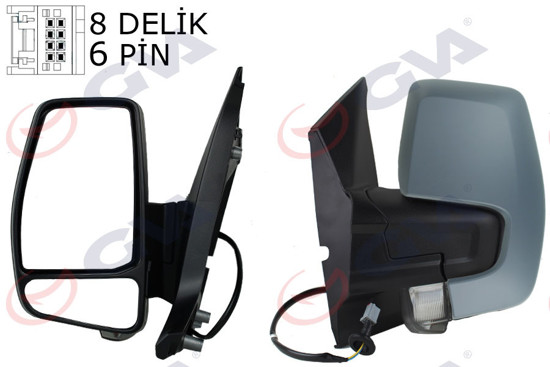 Dış Dikiz Aynası Elektirikli-Isıtmalı Sol Transit Custom V362 12-20 Astarlı-Siny resmi