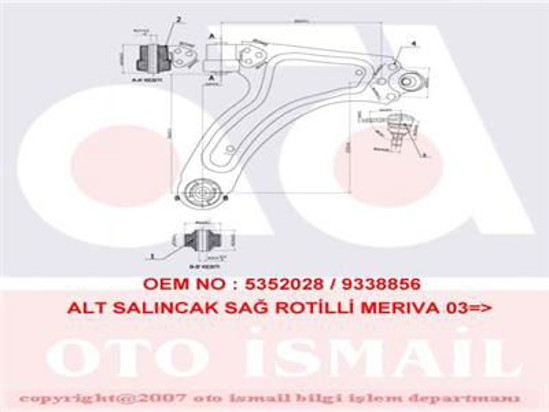 Alt Salıncak Sağ Komple Merıva 1.4 16v Twınpart-1.6-1.6 16v-1.8-1.3cdtı-1.7dti-1 resmi