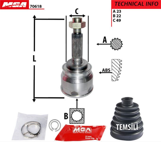 Aks Kafa Dış-(Suzukı: Swıft 90>02  "1.6 Sedan-1.3 Gtı" ) (23x22x49) resmi