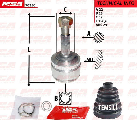 Aks Kafası Dış Abslı (Opel: Corsağ- Combo C 1.7dt - Merıva 1.7 01--) 29*22*23 resmi