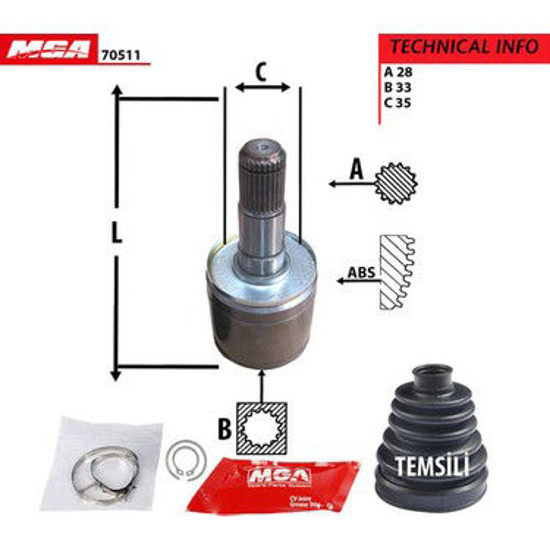 Aks Kafa İç  Sol-(Mıtsubıshı: L200 06>11 "4wd Mt-At" )  (28x33x35) resmi