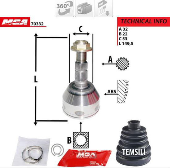 Aks Kafası Dış (Opel: Astra H 1.4 - 1.6- 1.9cdtı) 33*22*53 resmi