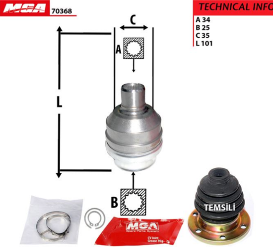 Aks Kafası İç  Sağ ( Opel : Vectra A 95-- 2.0 ) 34*25*35 resmi