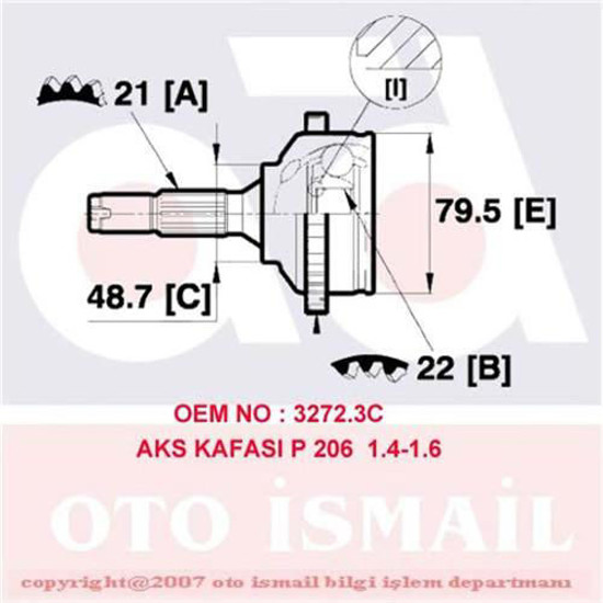 Aks Kafası Dış Peugeot 206 1.1ı-1.4ı-1.6ı-1.4hdı 98 Abs Li resmi