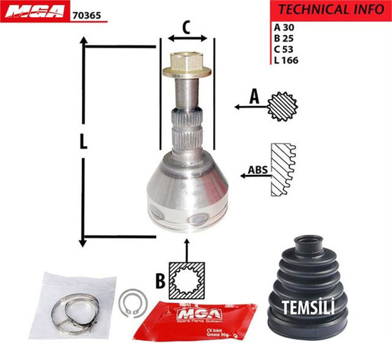 Aks Kafası Dış (Opel: Vectra C 1.6 16v Z16xe 02--) 25*53*90 resmi