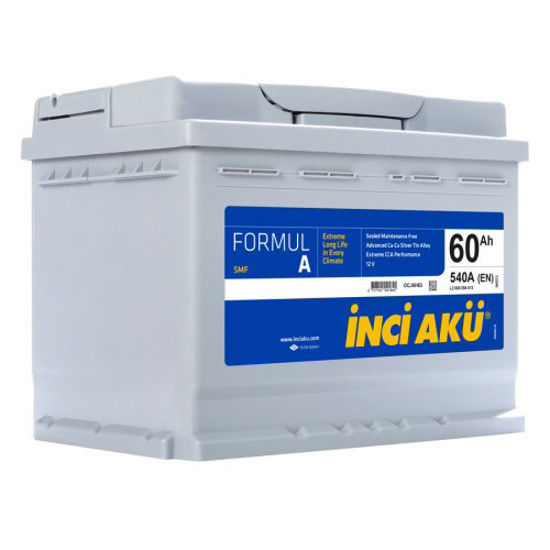 İnci Akü 12v 60ah 540 En L2 Formul A Taurus 242*175*190 resmi