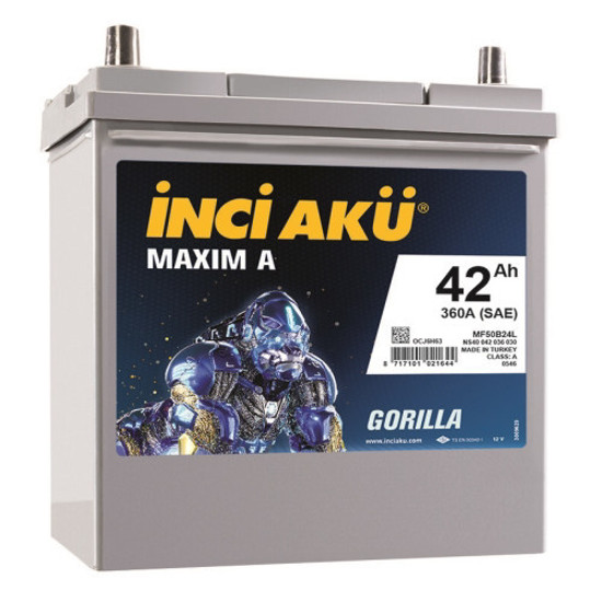 İnci Akü 12v 42ah 360 Sae Ns40 Maxım A Gorılla ( İnce Kutup ) 197*129*224 resmi