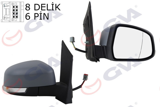 Dış Dikiz Aynası Elektrikli Isıtmalı Sağ Sinyalli Focus 08 Astarlı Vm-6304ehpar resmi