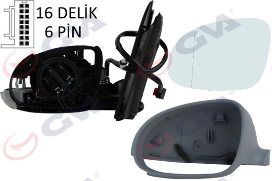 Dış Dikiz Aynası Elektrikli Sinyalli Sol Golf 5 2004-2009 Astarlı Asferikli Vm-1 resmi