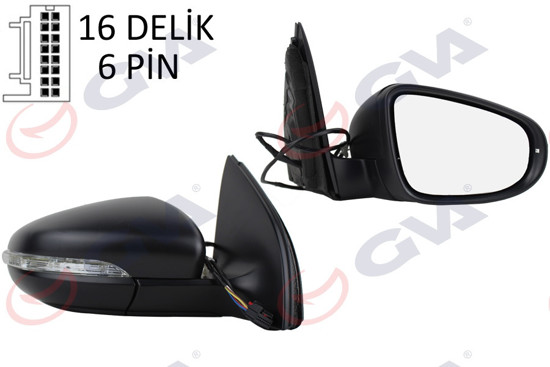 Dış Dikiz Aynası Elektrikli Sağ Isıtmalı Golf 6 2009-2013 Sinyalli Vm- 6197ehr resmi