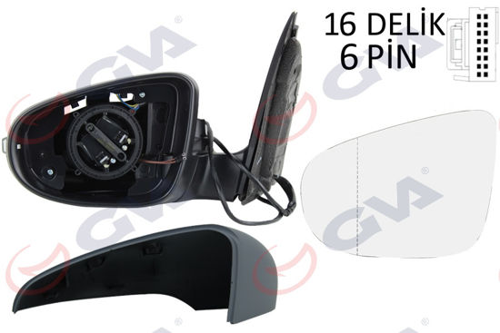 Dış Dikiz Aynası Elektrikli Sol Isıtmalı Golf 6 2009-2013 Astarlı Sinyalli Vm-61 resmi