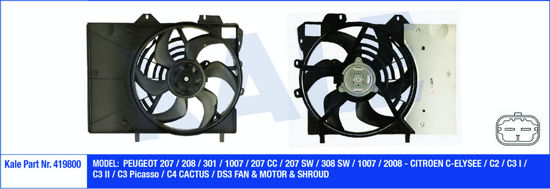 Fan Motoru Davlumbazlı Cıtroen C2-C3 -C3 Piç Asso-Ds3 Peugeot 301- Peugeot 207-P resmi